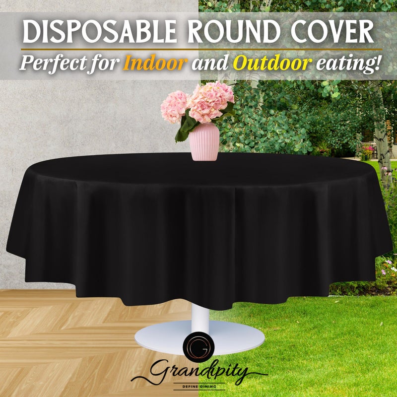 Grandipity Black Plastic Table Cloth Disposable (6 Pk) 84in Round Tablecloth Premium Party Table Cloths Disposable - Perfect Table Cloth Round Cover for Any Table Up to 6 Feet - Image 5